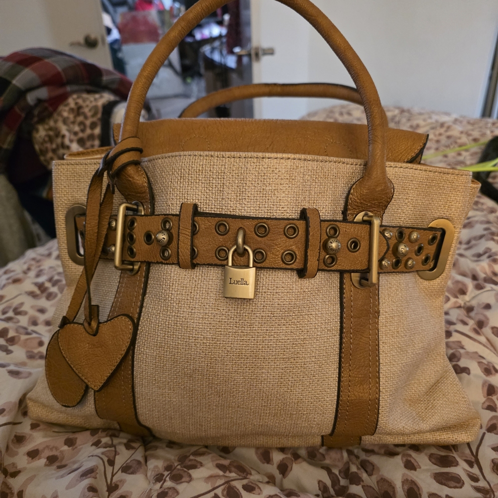 Luella Bartley Gisele Tan and Brown Satchel NWOT